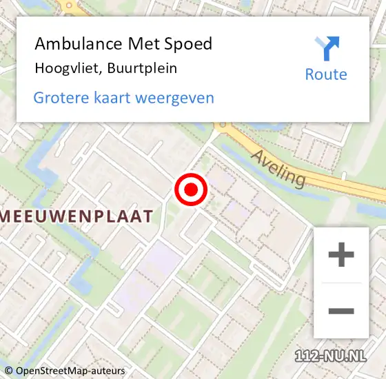 Locatie op kaart van de 112 melding: Ambulance Met Spoed Naar Hoogvliet, Buurtplein op 7 december 2021 05:51