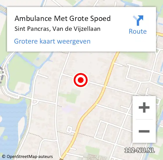 Locatie op kaart van de 112 melding: Ambulance Met Grote Spoed Naar Sint Pancras, Van de Vijzellaan op 7 december 2021 06:04