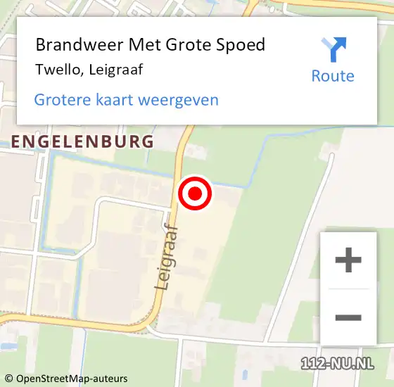 Locatie op kaart van de 112 melding: Brandweer Met Grote Spoed Naar Twello, Leigraaf op 7 december 2021 06:22