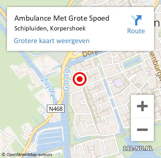 Locatie op kaart van de 112 melding: Ambulance Met Grote Spoed Naar Schipluiden, Korpershoek op 1 juli 2014 14:45