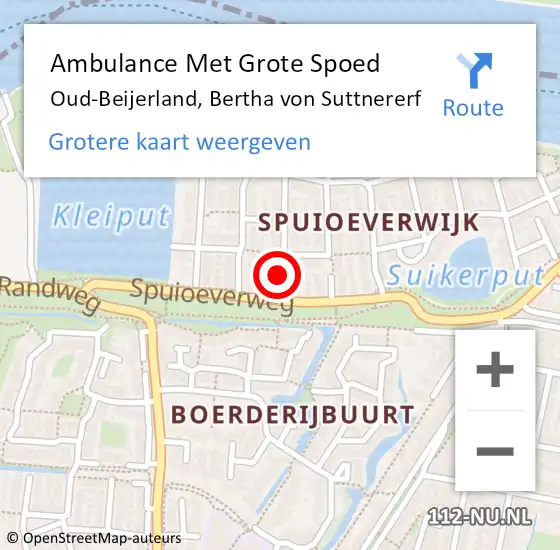 Locatie op kaart van de 112 melding: Ambulance Met Grote Spoed Naar Oud-Beijerland, Bertha von Suttnererf op 7 december 2021 06:45