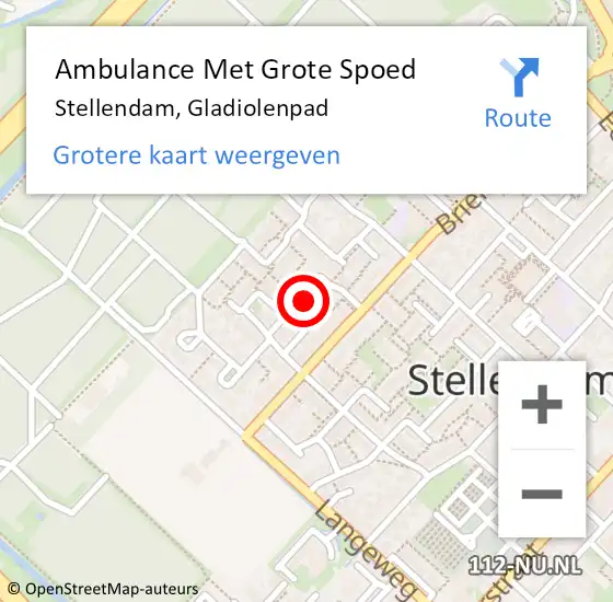 Locatie op kaart van de 112 melding: Ambulance Met Grote Spoed Naar Stellendam, Gladiolenpad op 7 december 2021 07:26