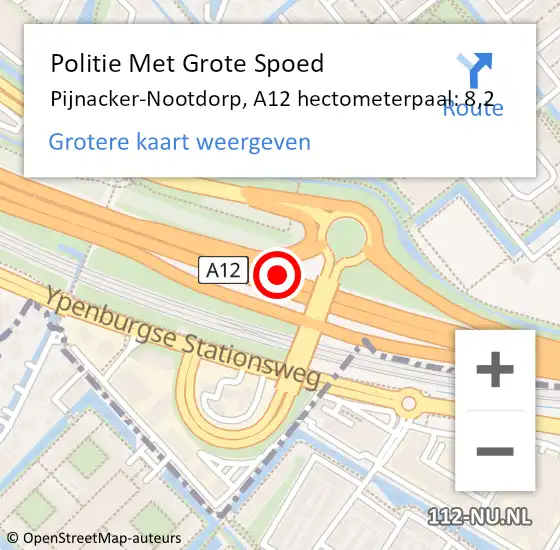 Locatie op kaart van de 112 melding: Politie Met Grote Spoed Naar Pijnacker-Nootdorp, A12 hectometerpaal: 8,2 op 7 december 2021 07:43