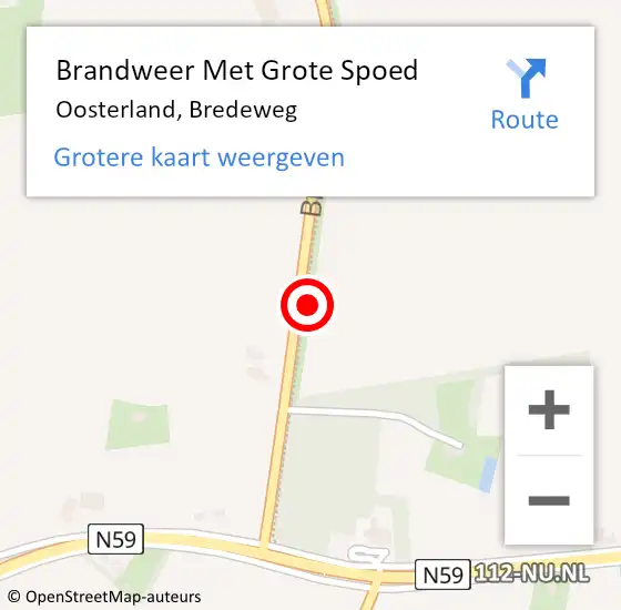 Locatie op kaart van de 112 melding: Brandweer Met Grote Spoed Naar Oosterland, Bredeweg op 7 december 2021 07:54