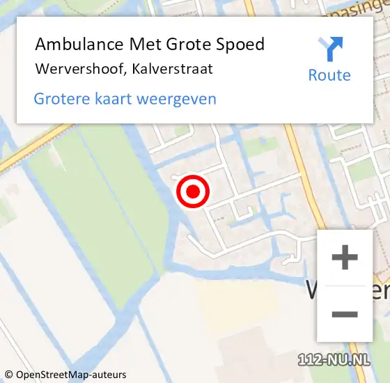 Locatie op kaart van de 112 melding: Ambulance Met Grote Spoed Naar Wervershoof, Kalverstraat op 7 december 2021 08:04