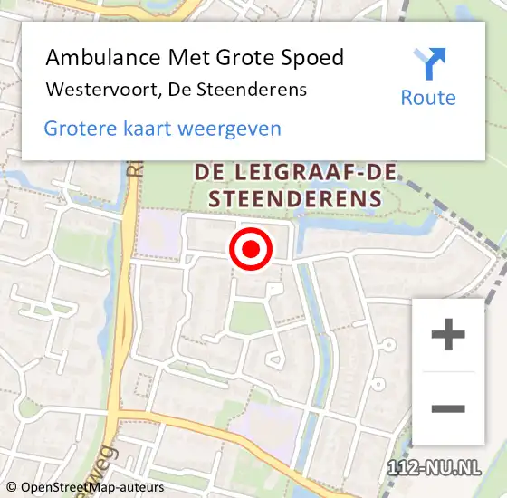 Locatie op kaart van de 112 melding: Ambulance Met Grote Spoed Naar Westervoort, De Steenderens op 7 december 2021 08:05