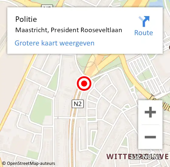 Locatie op kaart van de 112 melding: Politie Maastricht, President Rooseveltlaan op 7 december 2021 08:20