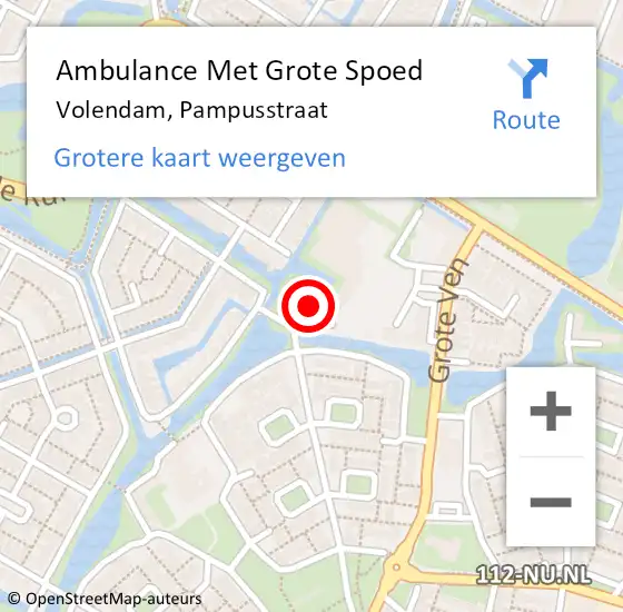 Locatie op kaart van de 112 melding: Ambulance Met Grote Spoed Naar Volendam, Pampusstraat op 7 december 2021 08:21