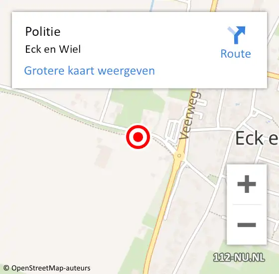 Locatie op kaart van de 112 melding: Politie Eck en Wiel op 7 december 2021 08:23