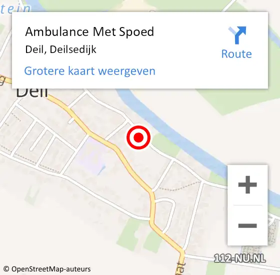 Locatie op kaart van de 112 melding: Ambulance Met Spoed Naar Deil, Deilsedijk op 7 december 2021 08:25