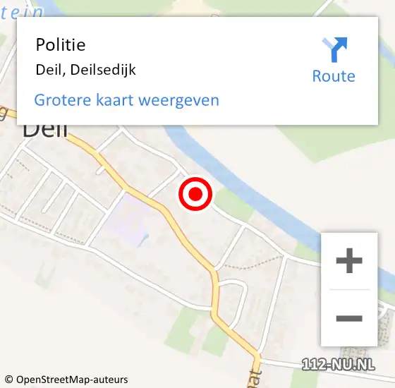 Locatie op kaart van de 112 melding: Politie Deil, Deilsedijk op 7 december 2021 08:25