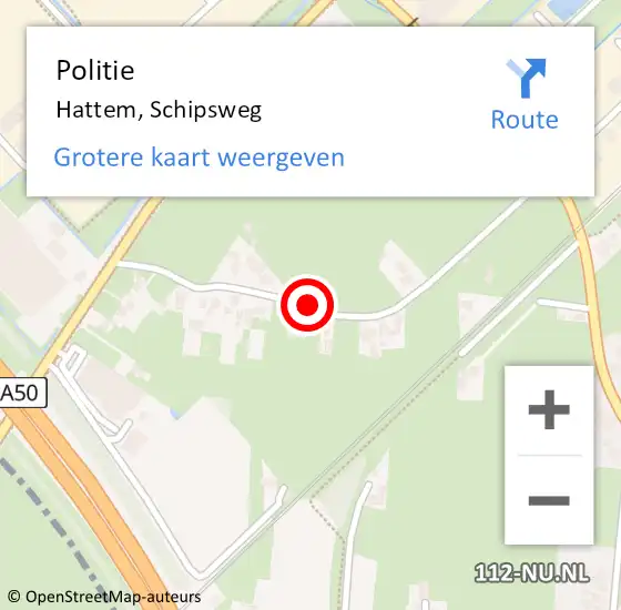 Locatie op kaart van de 112 melding: Politie Hattem, Schipsweg op 7 december 2021 08:34