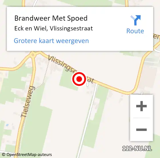 Locatie op kaart van de 112 melding: Brandweer Met Spoed Naar Eck en Wiel, Vlissingsestraat op 7 december 2021 08:35