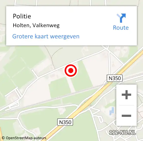 Locatie op kaart van de 112 melding: Politie Holten, Valkenweg op 7 december 2021 08:37