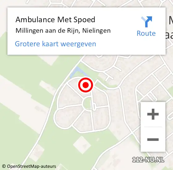 Locatie op kaart van de 112 melding: Ambulance Met Spoed Naar Millingen aan de Rijn, Nielingen op 7 december 2021 08:55