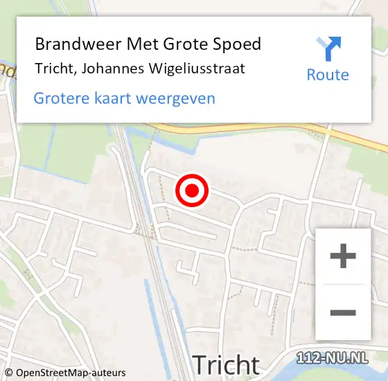 Locatie op kaart van de 112 melding: Brandweer Met Grote Spoed Naar Tricht, Johannes Wigeliusstraat op 7 december 2021 09:00
