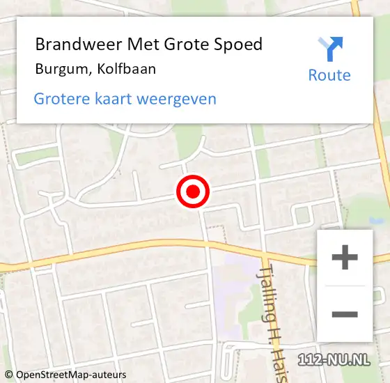 Locatie op kaart van de 112 melding: Brandweer Met Grote Spoed Naar Burgum, Kolfbaan op 7 december 2021 09:09