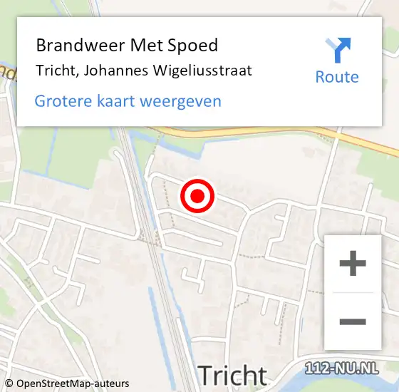 Locatie op kaart van de 112 melding: Brandweer Met Spoed Naar Tricht, Johannes Wigeliusstraat op 7 december 2021 09:14