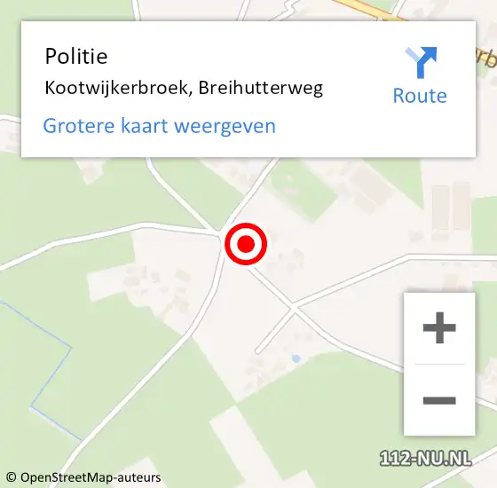 Locatie op kaart van de 112 melding: Politie Kootwijkerbroek, Breihutterweg op 7 december 2021 09:37