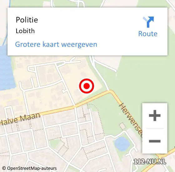 Locatie op kaart van de 112 melding: Politie Lobith op 7 december 2021 09:49