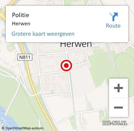 Locatie op kaart van de 112 melding: Politie Herwen op 7 december 2021 09:51