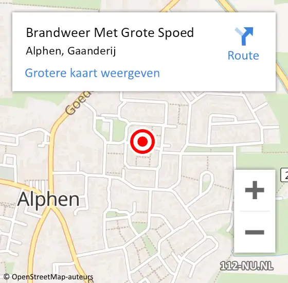 Locatie op kaart van de 112 melding: Brandweer Met Grote Spoed Naar Alphen, Gaanderij op 7 december 2021 09:59