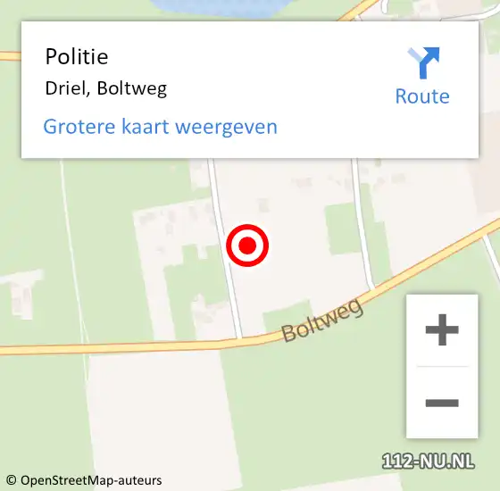 Locatie op kaart van de 112 melding: Politie Driel, Boltweg op 7 december 2021 10:02