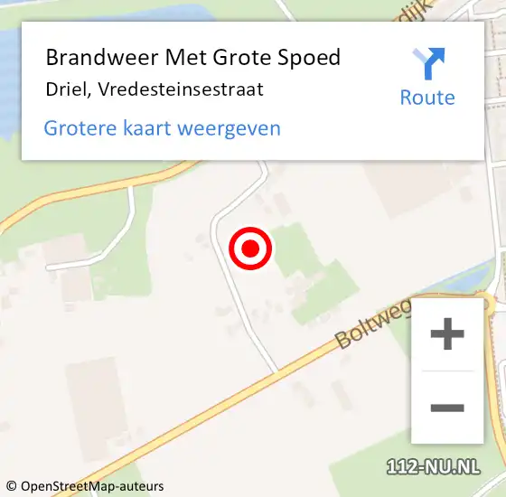 Locatie op kaart van de 112 melding: Brandweer Met Grote Spoed Naar Driel, Vredesteinsestraat op 7 december 2021 10:07