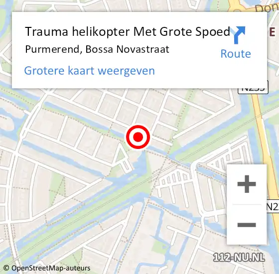 Locatie op kaart van de 112 melding: Trauma helikopter Met Grote Spoed Naar Purmerend, Bossa Novastraat op 7 december 2021 10:10