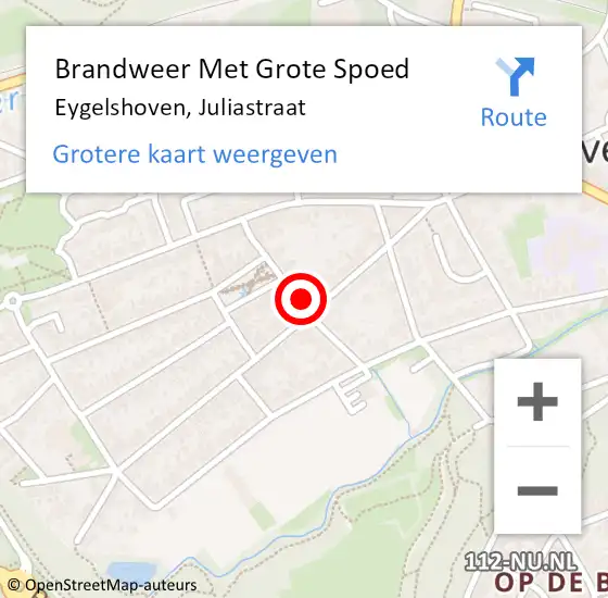 Locatie op kaart van de 112 melding: Brandweer Met Grote Spoed Naar Eygelshoven, Juliastraat op 7 december 2021 10:22