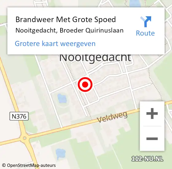 Locatie op kaart van de 112 melding: Brandweer Met Grote Spoed Naar Nooitgedacht, Broeder Quirinuslaan op 7 december 2021 10:26