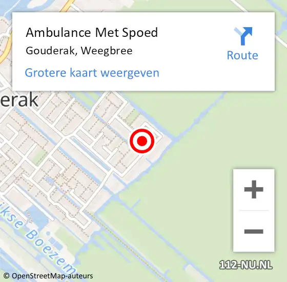 Locatie op kaart van de 112 melding: Ambulance Met Spoed Naar Gouderak, Weegbree op 7 december 2021 10:30