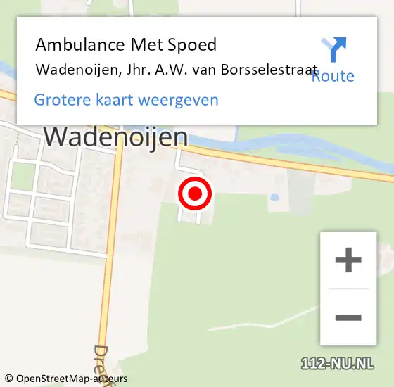 Locatie op kaart van de 112 melding: Ambulance Met Spoed Naar Wadenoijen, Jhr. A.W. van Borsselestraat op 7 december 2021 10:46