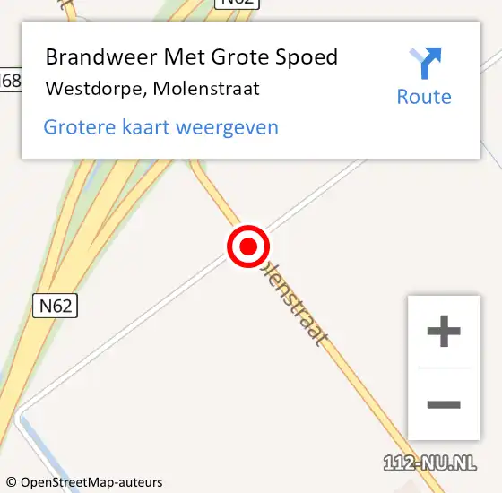 Locatie op kaart van de 112 melding: Brandweer Met Grote Spoed Naar Westdorpe, Molenstraat op 1 juli 2014 15:04