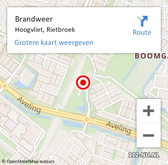 Locatie op kaart van de 112 melding: Brandweer Hoogvliet, Rietbroek op 7 december 2021 11:16