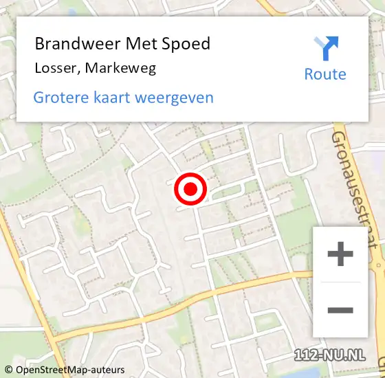 Locatie op kaart van de 112 melding: Brandweer Met Spoed Naar Losser, Markeweg op 7 december 2021 11:18