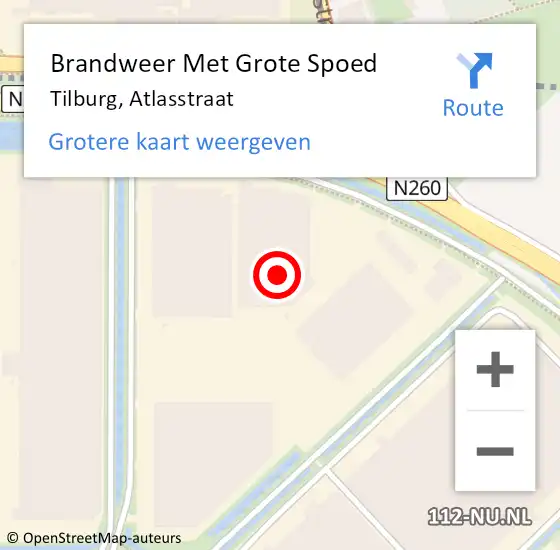 Locatie op kaart van de 112 melding: Brandweer Met Grote Spoed Naar Tilburg, Atlasstraat op 7 december 2021 11:37