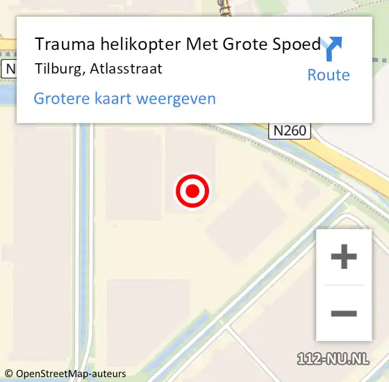 Locatie op kaart van de 112 melding: Trauma helikopter Met Grote Spoed Naar Tilburg, Atlasstraat op 7 december 2021 11:43