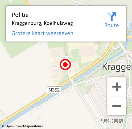 Locatie op kaart van de 112 melding: Politie Kraggenburg, Koelhuisweg op 7 december 2021 11:43