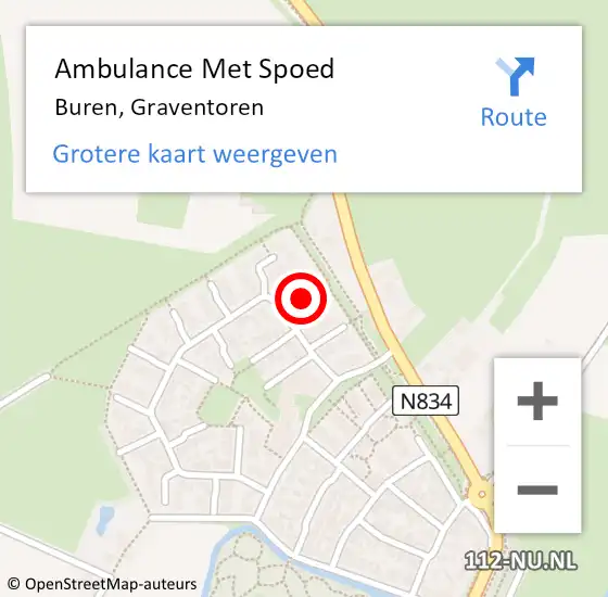 Locatie op kaart van de 112 melding: Ambulance Met Spoed Naar Buren, Graventoren op 7 december 2021 11:53