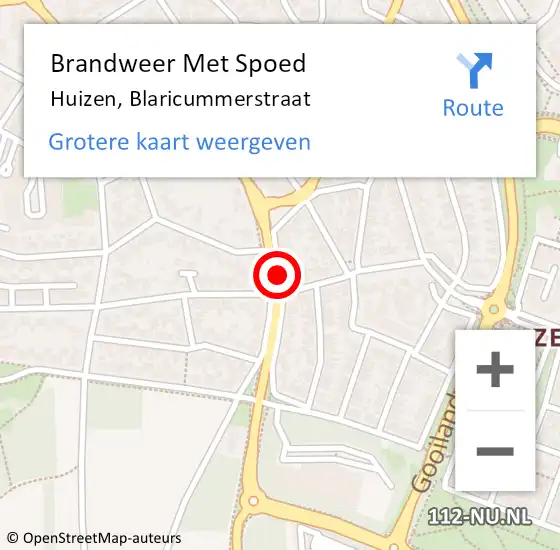 Locatie op kaart van de 112 melding: Brandweer Met Spoed Naar Huizen, Blaricummerstraat op 7 december 2021 12:15