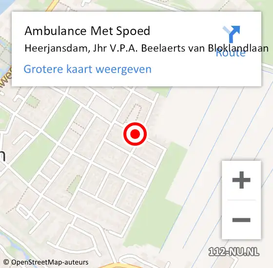 Locatie op kaart van de 112 melding: Ambulance Met Spoed Naar Heerjansdam, Jhr V.P.A. Beelaerts van Bloklandlaan op 7 december 2021 12:16