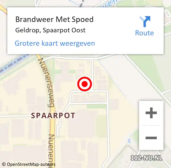 Locatie op kaart van de 112 melding: Brandweer Met Spoed Naar Geldrop, Spaarpot Oost op 7 december 2021 12:26