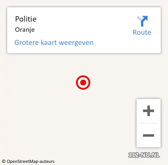 Locatie op kaart van de 112 melding: Politie Oranje op 1 juli 2014 15:17