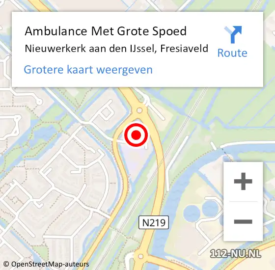 Locatie op kaart van de 112 melding: Ambulance Met Grote Spoed Naar Nieuwerkerk aan den IJssel, Fresiaveld op 7 december 2021 13:12