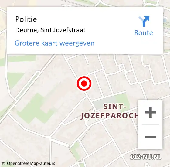 Locatie op kaart van de 112 melding: Politie Deurne, Sint Jozefstraat op 7 december 2021 13:27