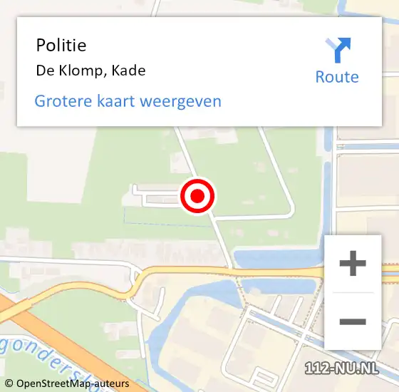 Locatie op kaart van de 112 melding: Politie De Klomp, Kade op 7 december 2021 13:28