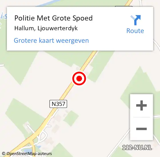 Locatie op kaart van de 112 melding: Politie Met Grote Spoed Naar Hallum, Ljouwerterdyk op 7 december 2021 13:39