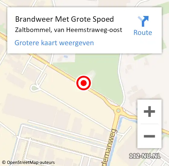 Locatie op kaart van de 112 melding: Brandweer Met Grote Spoed Naar Zaltbommel, van Heemstraweg-oost op 7 december 2021 13:42