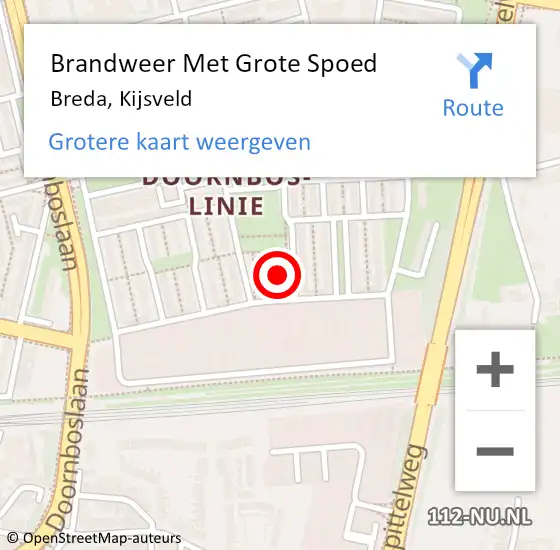Locatie op kaart van de 112 melding: Brandweer Met Grote Spoed Naar Breda, Kijsveld op 7 december 2021 14:09